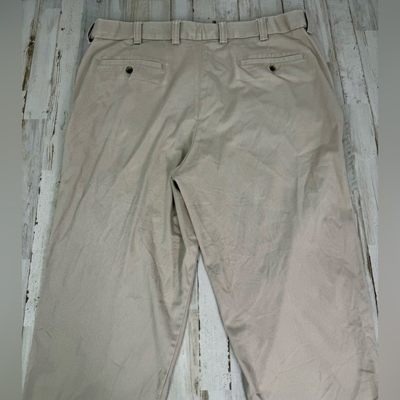 Oak Hill Dress Pants Mens 44x28 Tan Khaki Pleated Chinos Trousers Casual Work - Picture 10 of 11